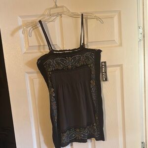 Black Embellished Asymmetrical Sleeveless Camisole
